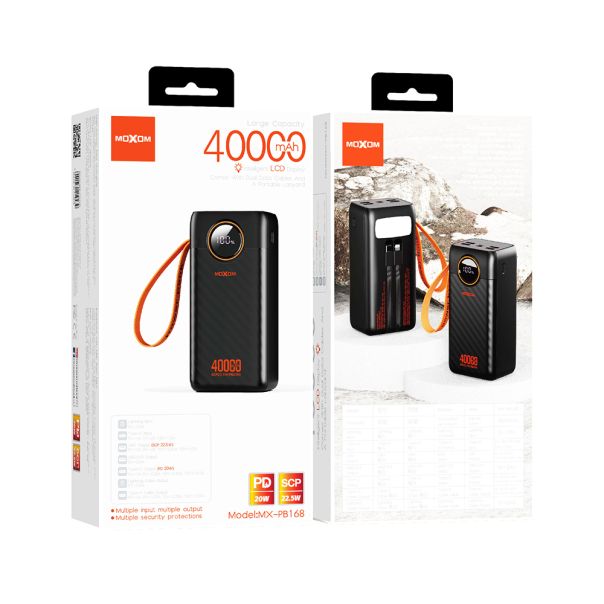 Power Bank Moxom MX-PB168 fast 20W PD +22.5W 40000mAh crni - EP2939453