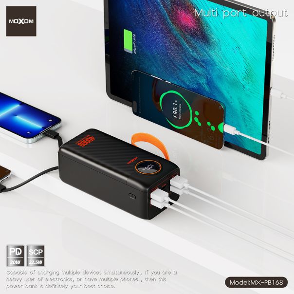 Power Bank Moxom MX-PB168 fast 20W PD +22.5W 40000mAh crni - EP2939453