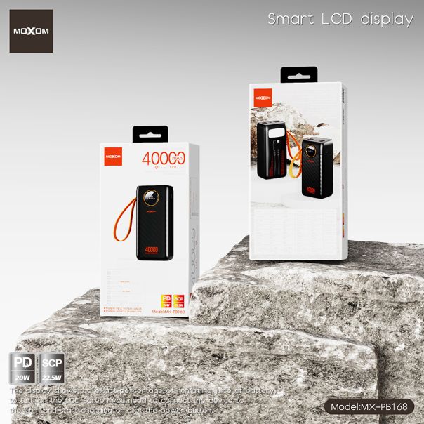 Power Bank Moxom MX-PB168 fast 20W PD +22.5W 40000mAh crni - EP2939453