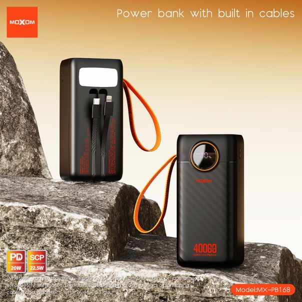 Power Bank Moxom MX-PB168 fast 20W PD +22.5W 40000mAh crni - EP2939453