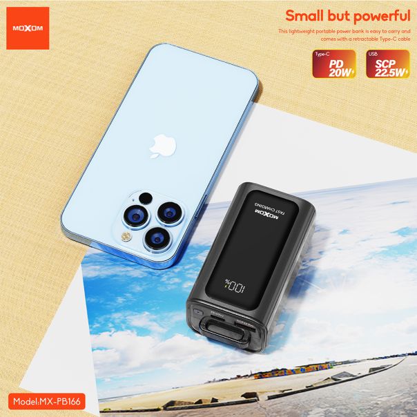 Power Bank Moxom MX-PB166 Hurricane PD 20W + QC 22.5W 10000mAh crni - EP2939888