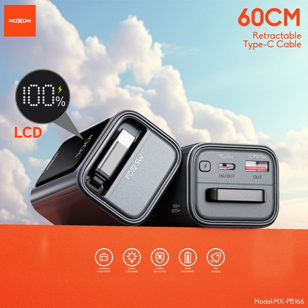 Power Bank Moxom MX-PB166 Hurricane PD 20W + QC 22.5W 10000mAh crni - EP2939888