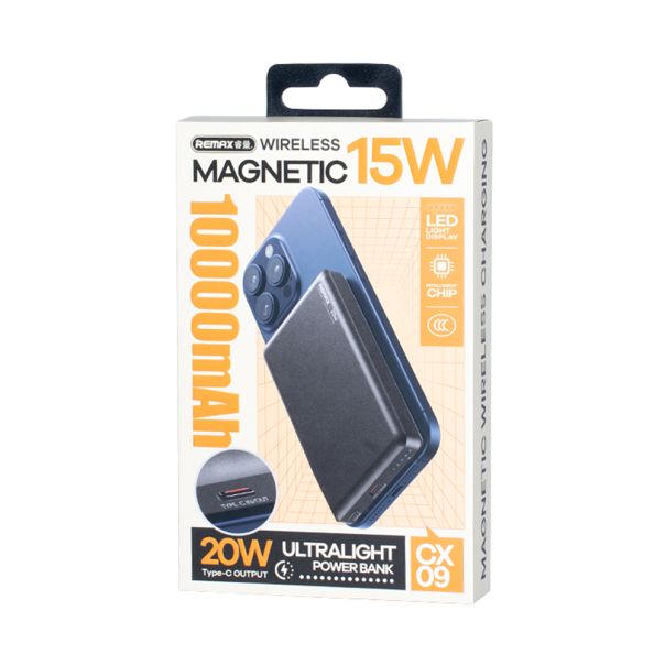 Power Bank MagSafe REMAX CX09 PD 20W + wireless 15W 10000mAh sivi - EP2943454