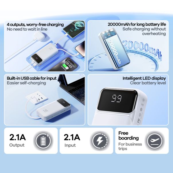 REMAX Power bank Reyluck Series RPP-686 fast 2.1A 20000mAh, crna - EP2977399