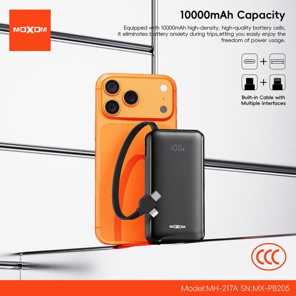 Power Bank Moxom MX-PB205 Mini fast charge 22.5W 10000mAh crni - EP3160007