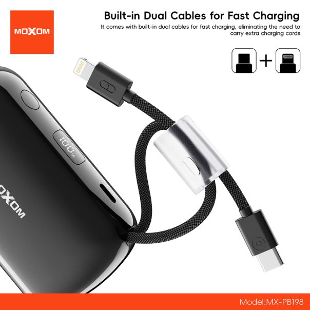 Power Bank Moxom MX-PB198 Mini fast charge 22.5W 10000mAh crni - EP3166509