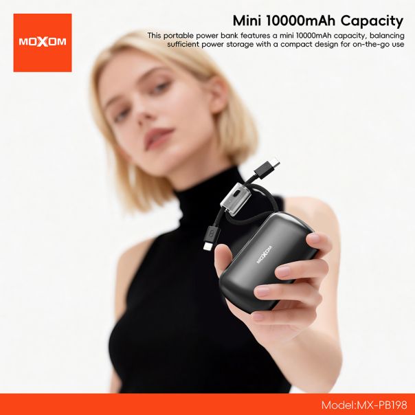 Power Bank Moxom MX-PB198 Mini fast charge 22.5W 10000mAh crni - EP3166509