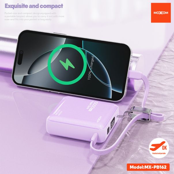 Power Bank Moxom MX-PB162 Mini Cookie PD20W + SCP22.5W 10000mAh crni - EP3166500