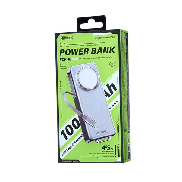 REMAX power bank FCP-10 45W Type-C Telescopic cable 10000mAh, tarnish - EP3230418