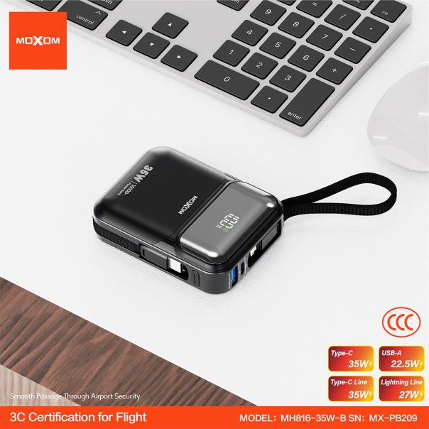 MOXOM power bank Mini Turbo MX-PB209 35W Fast charging 10000mAh, crni - EP3230415