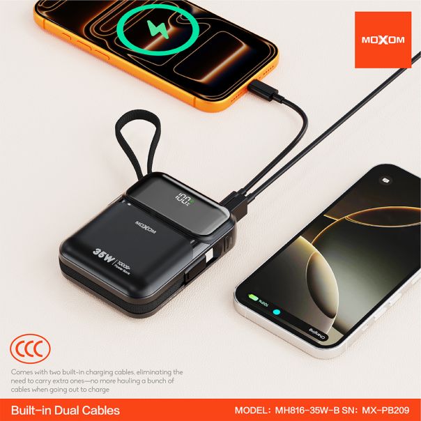 MOXOM power bank Mini Turbo MX-PB209 35W Fast charging 10000mAh, crni - EP3230415