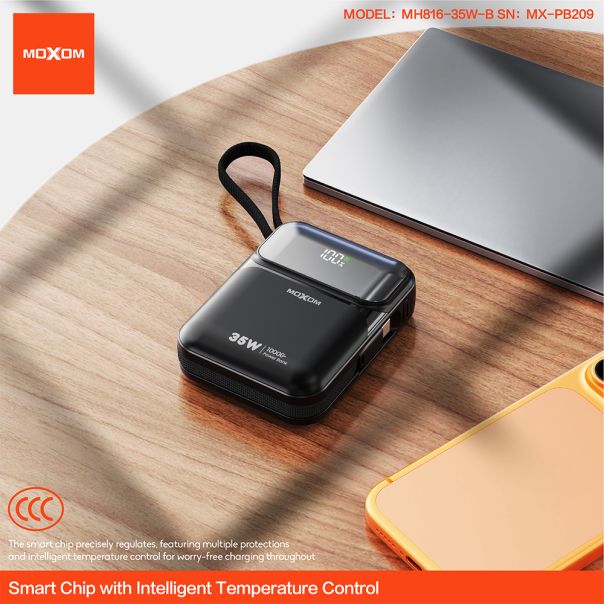 MOXOM power bank Mini Turbo MX-PB209 35W Fast charging 10000mAh, crni - EP3230415