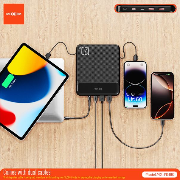 MOXOM power bank Utopia MX-PB180 120W Super fast charging 20000mAh, crni - EP3233545