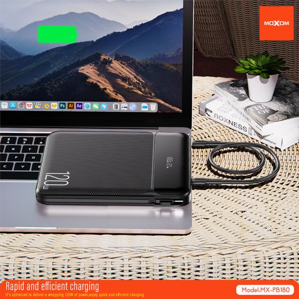 MOXOM power bank Utopia MX-PB180 120W Super fast charging 20000mAh, crni - EP3233545