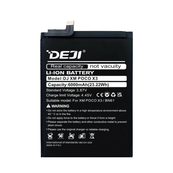 Baterija DEJI za Xiaomi Poco X3 BN61 (6000 mAh) - 611177-1