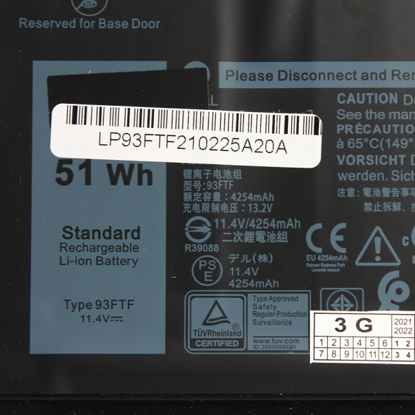 Baterija za laptop Dell Latitude E5280, E5580, E5590 93FTF - 96445