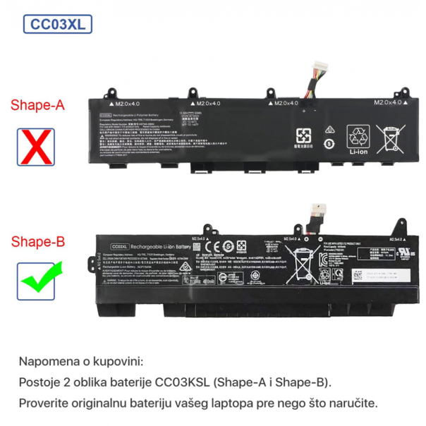 Baterija za laptop HP 840 G7 CC03XL Shape-B HQ2200 - 201847
