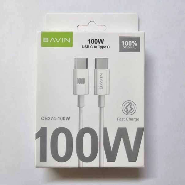 BAVIN kabl 100W 1m type-C na type-C, bela - 90126-1