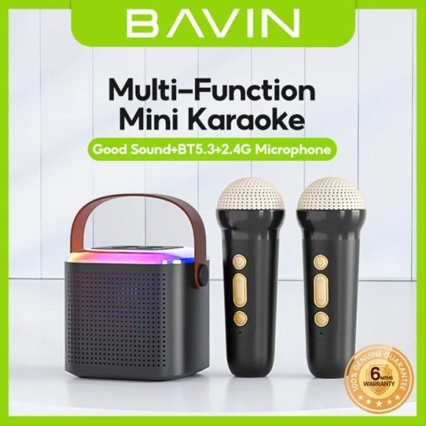 BAVIN mini karaoke zvučnik sa 2 mikrofona, crna - 90506-1-1