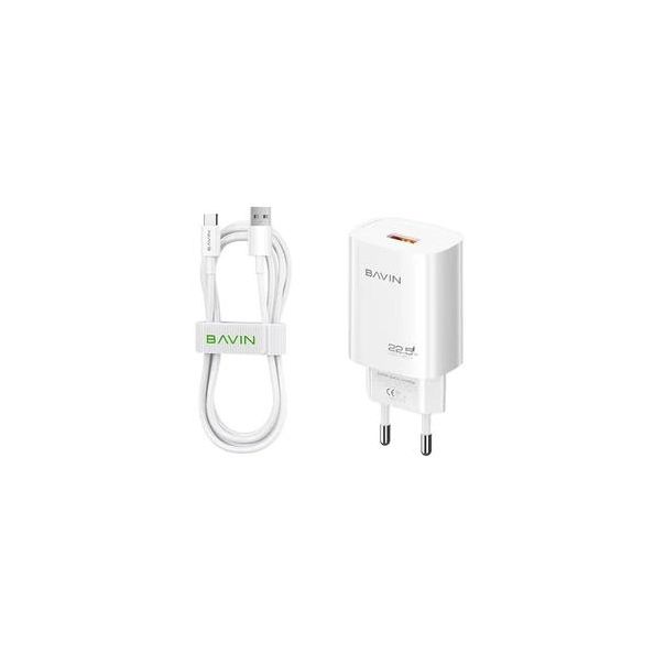 BAVIN Punjač 22.5w Usb A + kabl Type C, bela - 90051