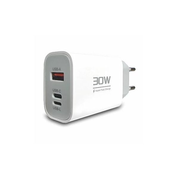 BAVIN Bavitel punjač 30W Usb A/Type C/IOS + kabl Type C/Lightning, bela - 92001