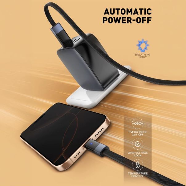 Data kabl LDNIO LS241 50W Fast Automatic Power OFF iPhone lightning crni 1m - EP3009664