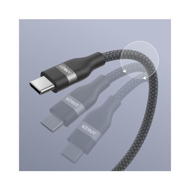 ANKER USB tip-C kabl M/M 0.9m, za Super brzo punjenje 240W/480Mbps, pleteni, crni - EP3262835