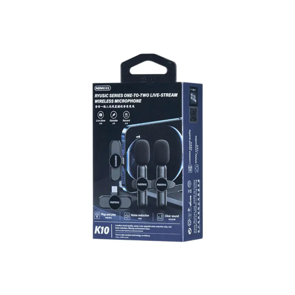 Bezicni mikrofon Lavalier Remax K10 2u1 za mobilni telefon Type-C crni - 619026