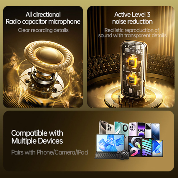 Bezicni mikrofon Lavalier REMAX K15 2u1 za mobilni telefon Type-C crni - 618503