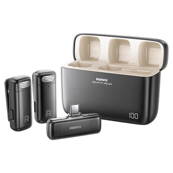 Bezicni mikrofon Lavalier REMAX K15 2u1 za mobilni telefon Type-C crni - 618503