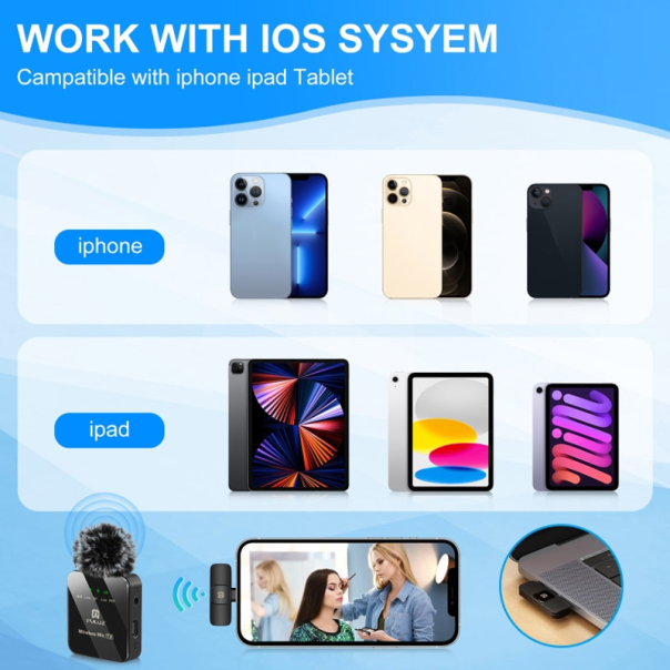 Bezicni mikrofon Lavalier za mobilni telefon PULUZ PU645B iPhone Lightning - 612995