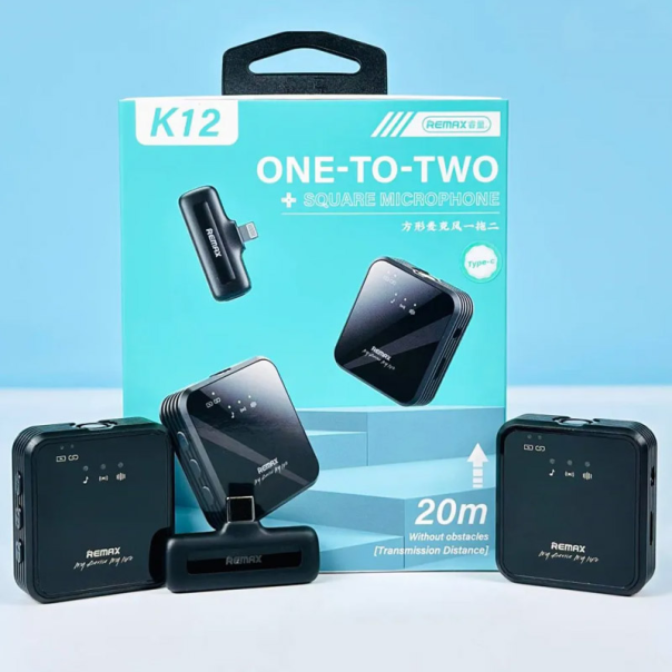 Bezicni mikrofon Lavalier REMAX K12 2u1 za mobilni telefon Type-C crni - 615352