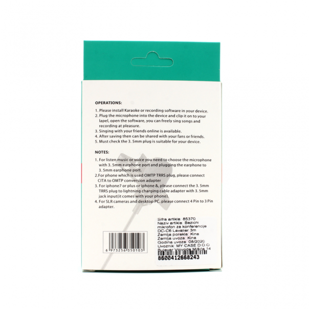 Konferencijski mikrofon DC-C6 Lavalier 3m - 85370
