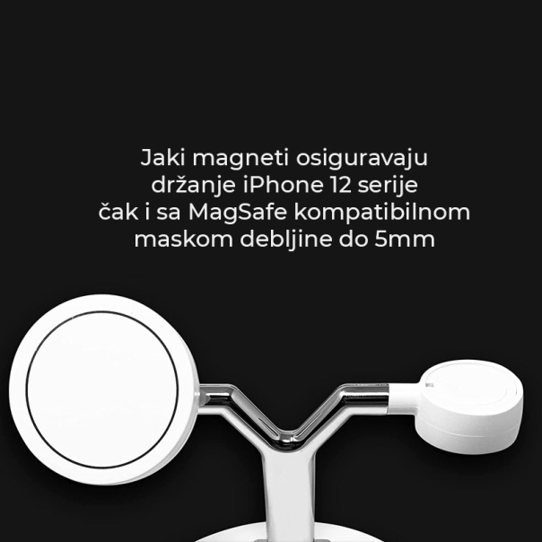 Bezicni punjač 3u1 Magsafe za Apple Watch, AirPods iPhone beli - 051316