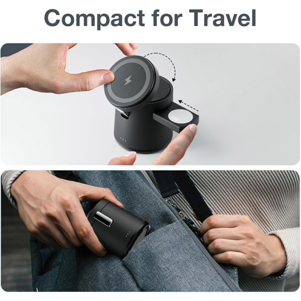 Bezicni punjač 3u1 za Iphone,AirPods,Apple watch S7 crni - 614460