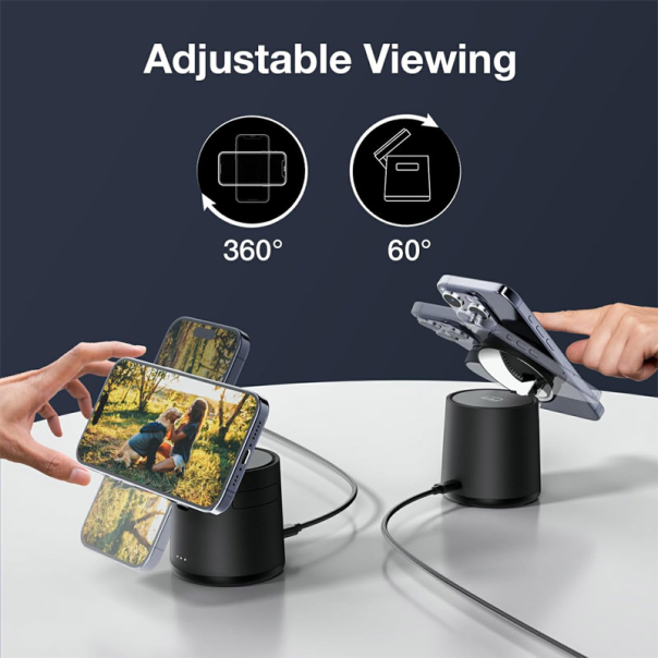 Bezicni punjač 3u1 za Iphone,AirPods,Apple watch S7 crni - 614460