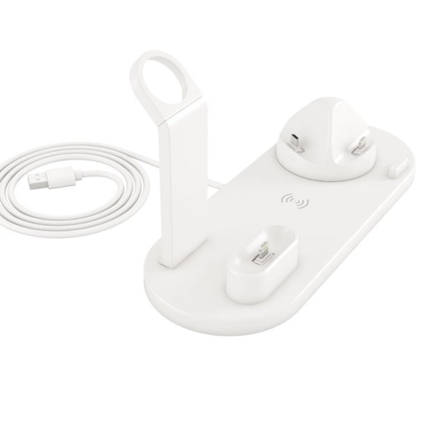 Bezicni punjač 4u1 za Apple Watch, Airpods i 2x iPhone beli - 039240