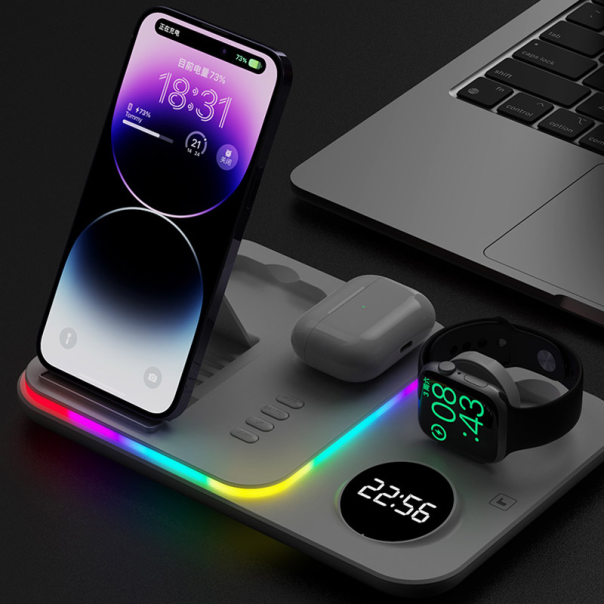 Bezicni punjač 5u1 Magsafe RGB A82 30W beli - 602365