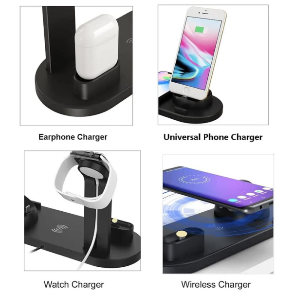 Bezicni punjač B-07 6u1 za iPhone,Airpods,Apple Watch 15W crni - 058953