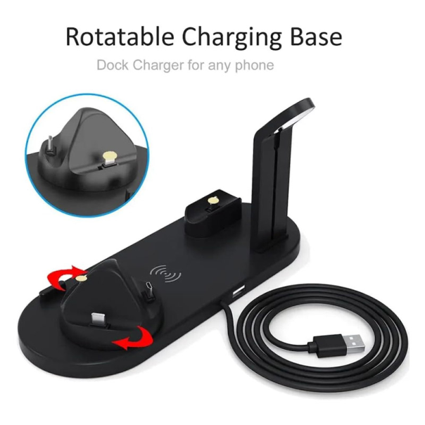 Bezicni punjač B-07 6u1 za iPhone,Airpods,Apple Watch 15W crni - 058953