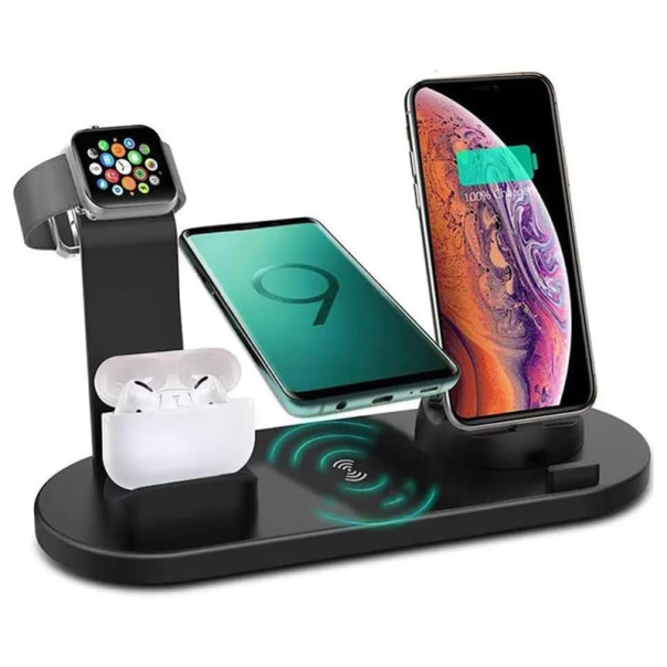 Bezicni punjač B-07 6u1 za iPhone,Airpods,Apple Watch 15W crni - 058953