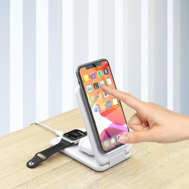 Bezicni punjač B-13 3u1 za iPhone,Airpods,Apple Watch 15W beli - 058950
