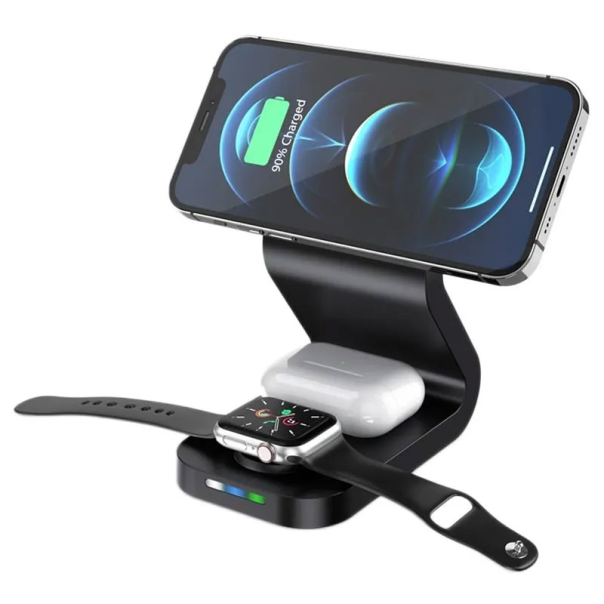Bezicni punjač B-16 3u1 Magsafe za iPhone,Airpods,Apple Watch 15W crni - 058949