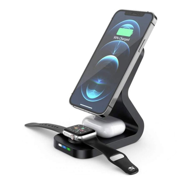 Bezicni punjač B-16 3u1 Magsafe za iPhone,Airpods,Apple Watch 15W crni - 058949