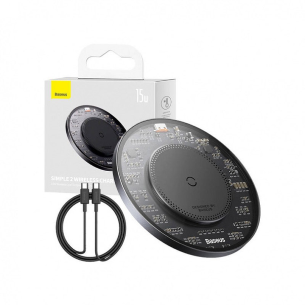 Bezicni punjač Baseus Baseus Simple 2 15W Cluster Cable Type-C To Type-C 24W 12V/2A crni - CCJJ050001