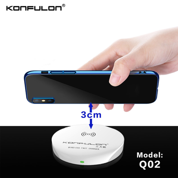 Bezicni punjač KONFULON Q02 10W belo crni - 613818