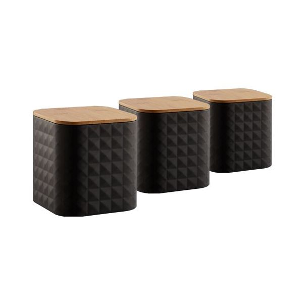 FG HAUS Kurtija za hleb i set 3 posude BR55C, crna/bambus - EP3134085