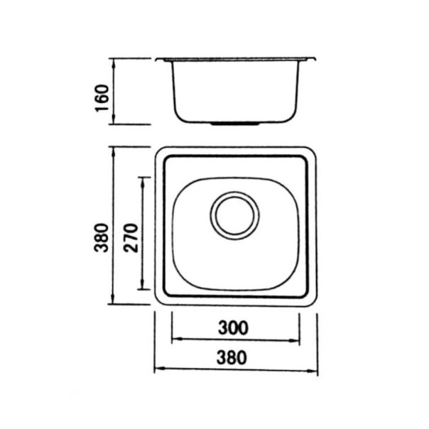 Boloco Inox ugradna sudopera ø90 38x38cm BL 609 - 11742