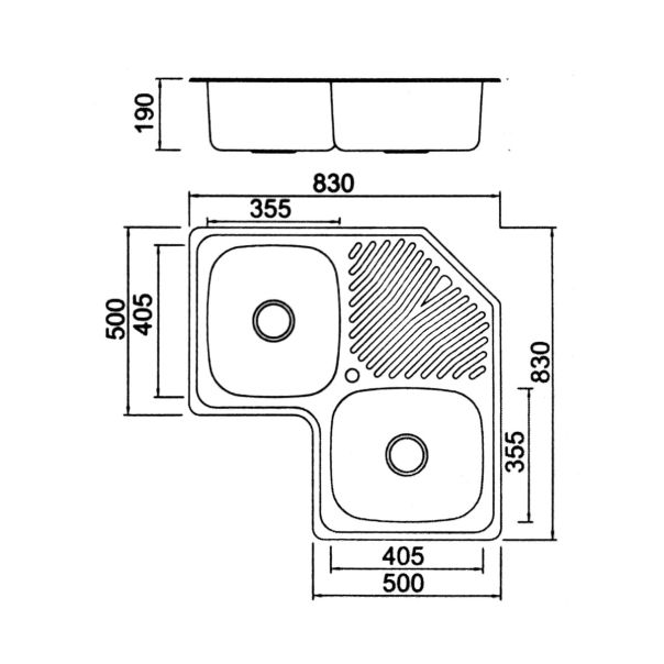 Boloco Inox ugradna sudopera ø90 83×83cm BL 866 - BL-866