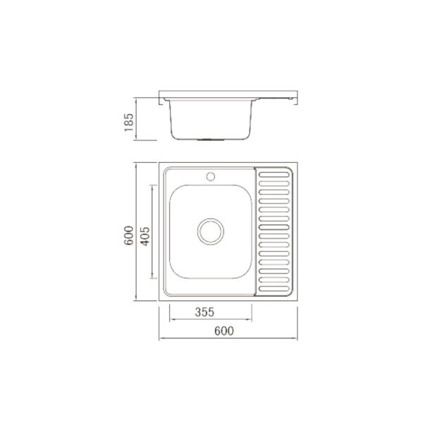 Boloco Inox nasadna sudopera ø60 60x60cm BL 863 Levo korito - 11743